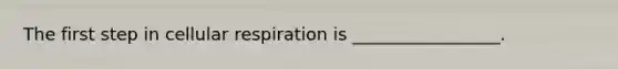 The first step in <a href='https://www.questionai.com/knowledge/k1IqNYBAJw-cellular-respiration' class='anchor-knowledge'>cellular respiration</a> is _________________.