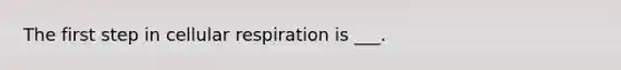 The first step in <a href='https://www.questionai.com/knowledge/k1IqNYBAJw-cellular-respiration' class='anchor-knowledge'>cellular respiration</a> is ___.