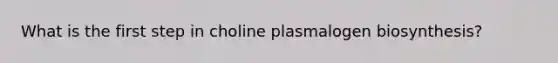 What is the first step in choline plasmalogen biosynthesis?