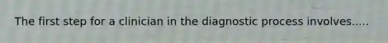 The first step for a clinician in the diagnostic process involves.....