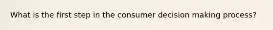 What is the first step in the consumer decision making​ process?