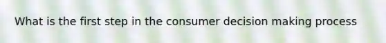 What is the first step in the consumer decision making process