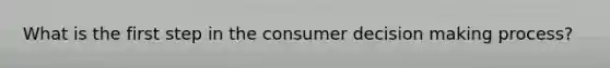 What is the first step in the consumer decision making process?