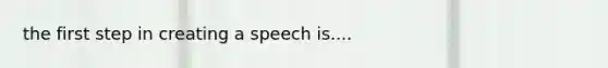 the first step in creating a speech is....