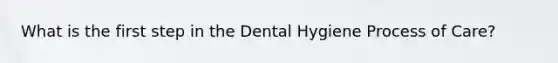 What is the first step in the Dental Hygiene Process of Care?