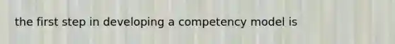 the first step in developing a competency model is