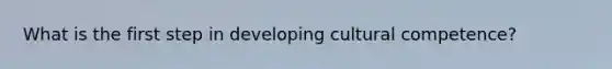 What is the first step in developing cultural competence?