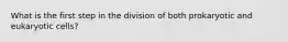 What is the first step in the division of both prokaryotic and eukaryotic cells?