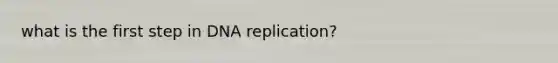 what is the first step in <a href='https://www.questionai.com/knowledge/kofV2VQU2J-dna-replication' class='anchor-knowledge'>dna replication</a>?