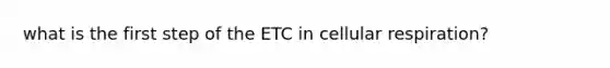 what is the first step of the ETC in <a href='https://www.questionai.com/knowledge/k1IqNYBAJw-cellular-respiration' class='anchor-knowledge'>cellular respiration</a>?