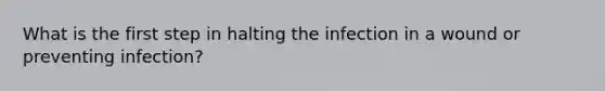 What is the first step in halting the infection in a wound or preventing infection?