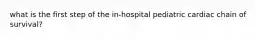 what is the first step of the in-hospital pediatric cardiac chain of survival?