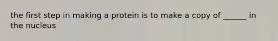 the first step in making a protein is to make a copy of ______ in the nucleus