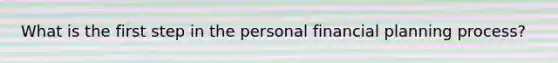 What is the first step in the personal financial planning process?