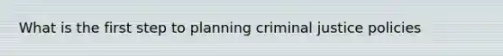 What is the first step to planning criminal justice policies