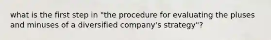 what is the first step in "the procedure for evaluating the pluses and minuses of a diversified company's strategy"?