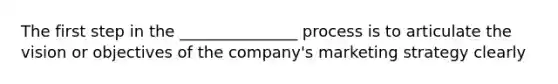 The first step in the _______________ process is to articulate the vision or objectives of the company's marketing strategy clearly