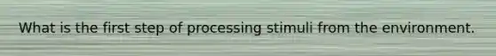 What is the first step of processing stimuli from the environment.