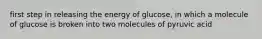 first step in releasing the energy of glucose, in which a molecule of glucose is broken into two molecules of pyruvic acid