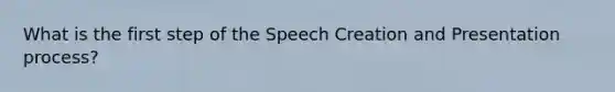 What is the first step of the Speech Creation and Presentation process?