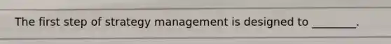 The first step of strategy management is designed to ________.