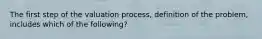 The first step of the valuation process, definition of the problem, includes which of the following?