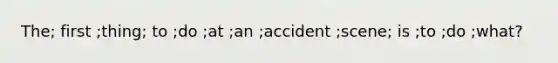 The; first ;thing; to ;do ;at ;an ;accident ;scene; is ;to ;do ;what?