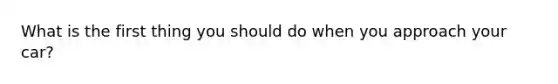 What is the first thing you should do when you approach your car?