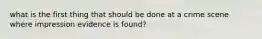 what is the first thing that should be done at a crime scene where impression evidence is found?