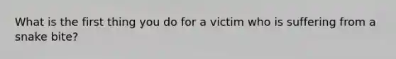 What is the first thing you do for a victim who is suffering from a snake bite?