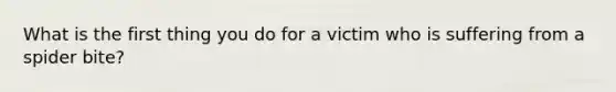 What is the first thing you do for a victim who is suffering from a spider bite?