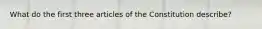 What do the first three articles of the Constitution describe?