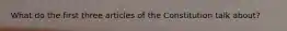 What do the first three articles of the Constitution talk about?