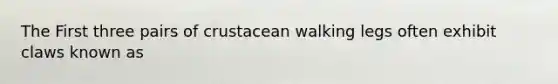 The First three pairs of crustacean walking legs often exhibit claws known as