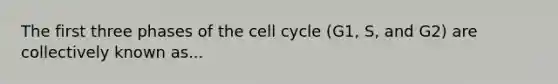 The first three phases of the <a href='https://www.questionai.com/knowledge/keQNMM7c75-cell-cycle' class='anchor-knowledge'>cell cycle</a> (G1, S, and G2) are collectively known as...