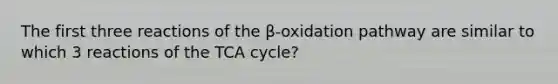 The first three reactions of the β-oxidation pathway are similar to which 3 reactions of the TCA cycle?