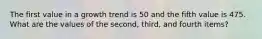 The first value in a growth trend is 50 and the fifth value is 475. What are the values of the second, third, and fourth items?