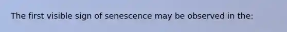 The first visible sign of senescence may be observed in the: