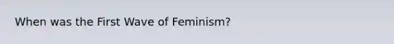 When was the First Wave of Feminism?