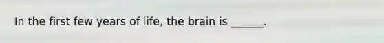 In the first few years of life, the brain is ______.