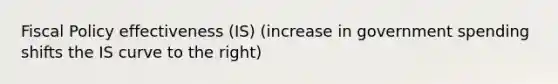 <a href='https://www.questionai.com/knowledge/kPTgdbKdvz-fiscal-policy' class='anchor-knowledge'>fiscal policy</a> effectiveness (IS) (increase in government spending shifts the IS curve to the right)