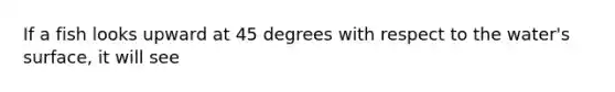 If a fish looks upward at 45 degrees with respect to the water's surface, it will see