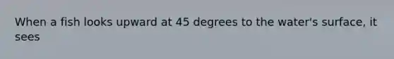 When a fish looks upward at 45 degrees to the water's surface, it sees