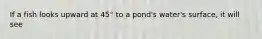 If a fish looks upward at 45° to a pond's water's surface, it will see