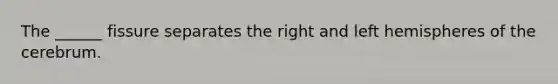 The ______ fissure separates the right and left hemispheres of the cerebrum.