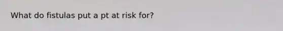 What do fistulas put a pt at risk for?