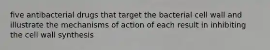 five antibacterial drugs that target the bacterial cell wall and illustrate the mechanisms of action of each result in inhibiting the cell wall synthesis
