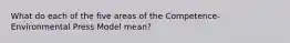 What do each of the five areas of the Competence-Environmental Press Model mean?