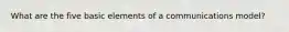 What are the five basic elements of a communications model?