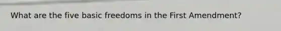 What are the five basic freedoms in the First Amendment?